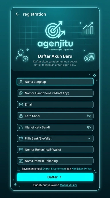 Tampilan halaman daftar agenjitu
