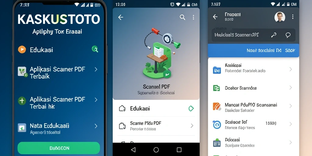 Screenshot antarmuka aplikasi KASKUSTOTO menampilkan fitur Scanner PDF yang mudah digunakan.